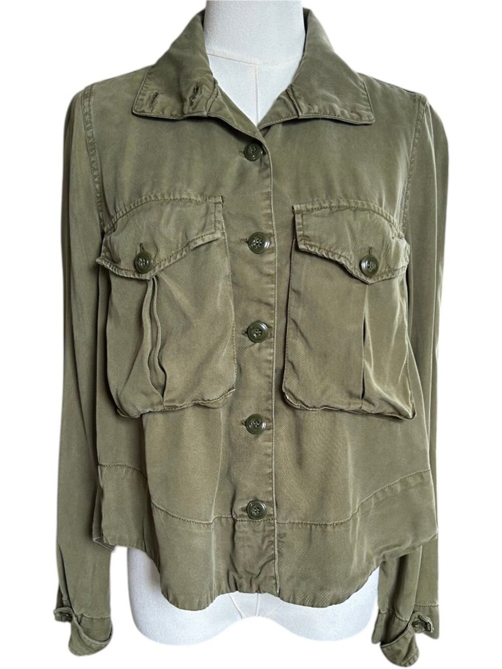 Pistola Olive Army Green Tencel Utility Button Down Shirt XS - Picture 2 of 8